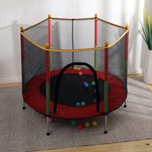 4.5FT Trampoline for Kids with Safety Enclosure Red With Ladder & with Safety Enclosure Net